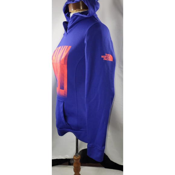 The North Face Womens Small Blue Orange Eat My Dust Pocket Hooded Sweatshirt - Picture 6 of 13